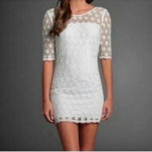 A&F Abercrombie Vintage Early 2000s White Lace Mini Dress 0 XS Fast Ship